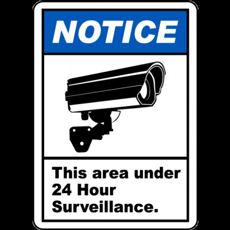 Area Under 24 Hour Surveillance Label